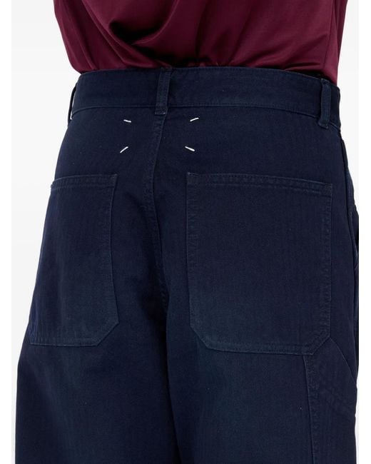 Maison Margiela Blue Button-Fastening Corduroy Trousers