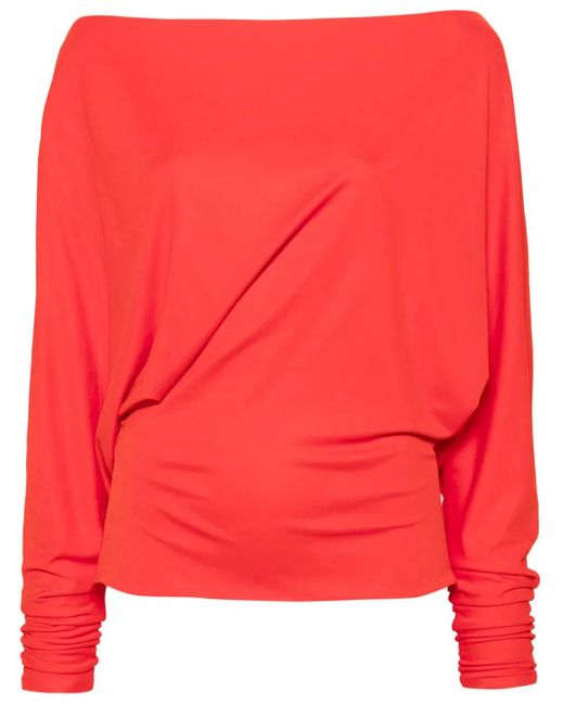 Khaite Red Juno Dolman-Sleeve Top