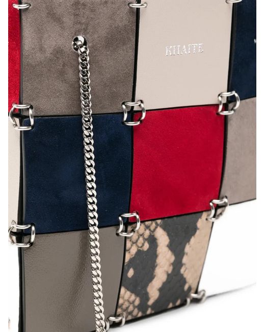 Khaite White Mini Emma Patchwork Leather Tote Bag