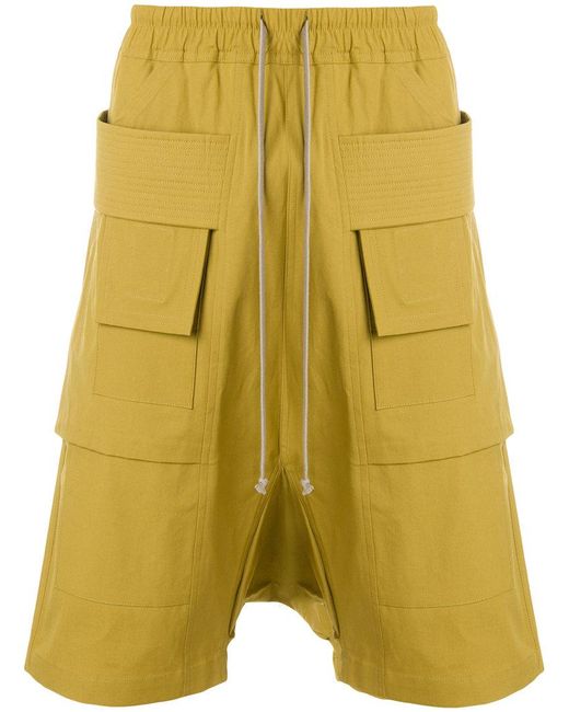 Rick Owens Drkshdw Yellow Drop-crotch Cargo Shorts for men