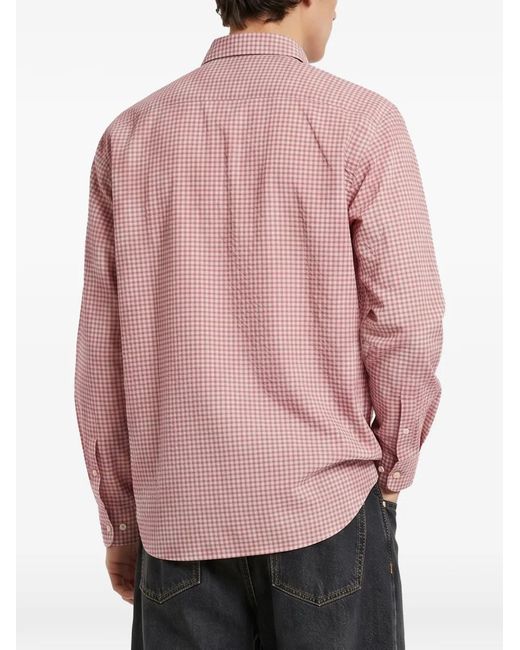 sunflower Pink Stable Check-Pattern Button-Down Shirt for men