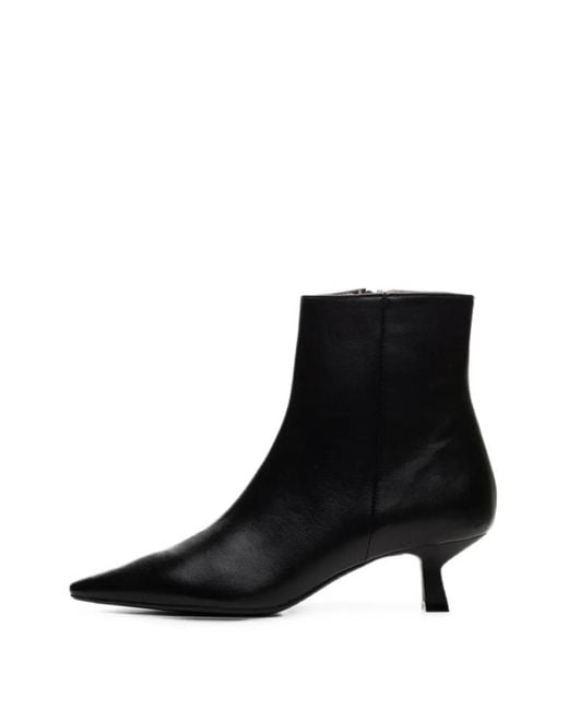 Poche Paris Black Pointed-Toe Kitten-Heel Ankle Boots