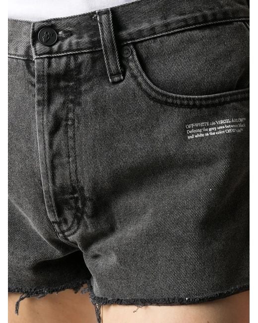 Off-White c/o Virgil Abloh Gray Raw-Edge Logo Denim Shorts
