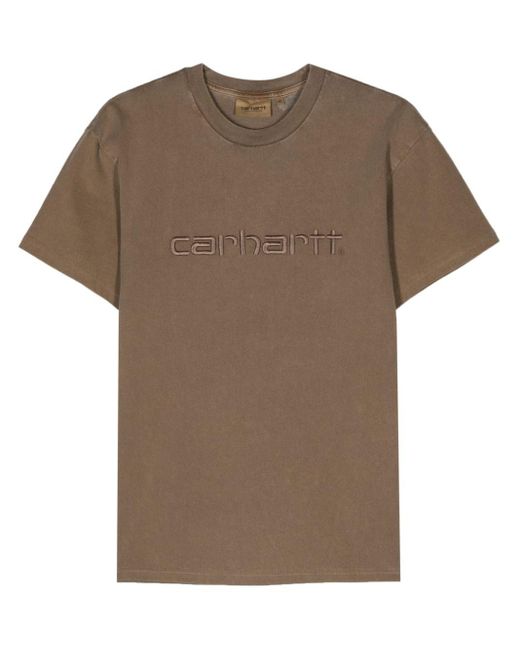 Carhartt Brown Logo-embroidered Cotton T-shirt for men