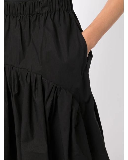 JNBY Black Ruffled Cotton Midi Skirt