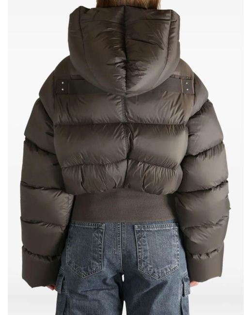 Rick Owens Brown Hooded Puffer Jacket