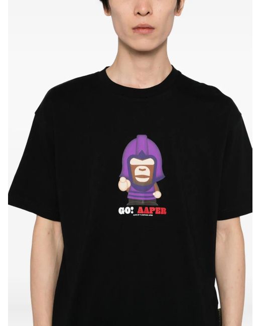 Aape By A Bathing Ape T-Shirt Met Grafische Print in het Black voor heren