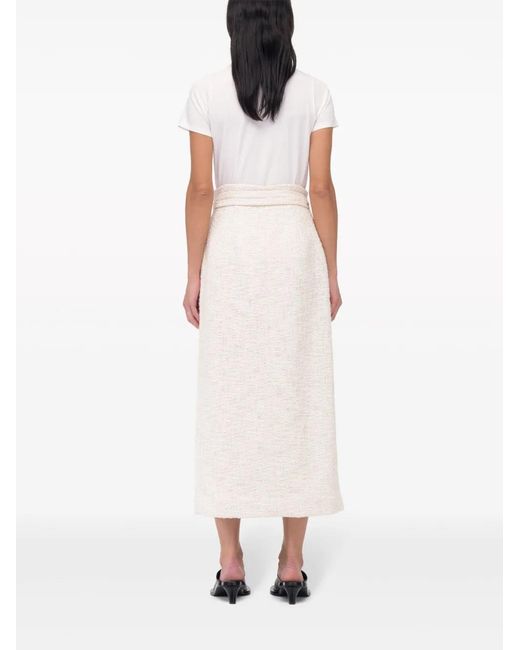 Another Tomorrow White Organic-Cotton Tweed Wrap Skirt