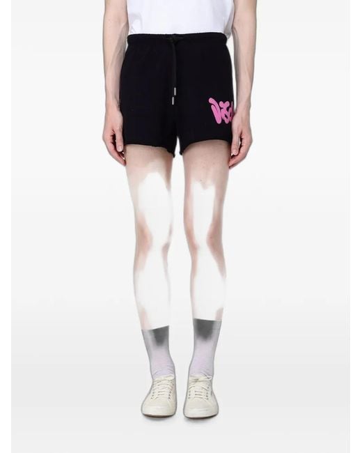 DISCLAIMER Black Logo-Print Track Shorts