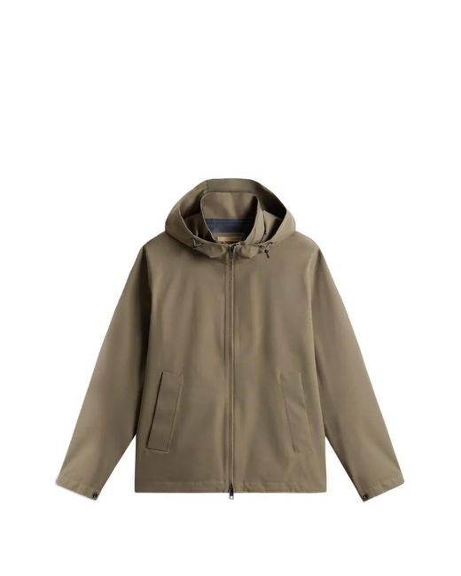 Woolrich Natural Pacific Two-Layered Hooded Jacket for men