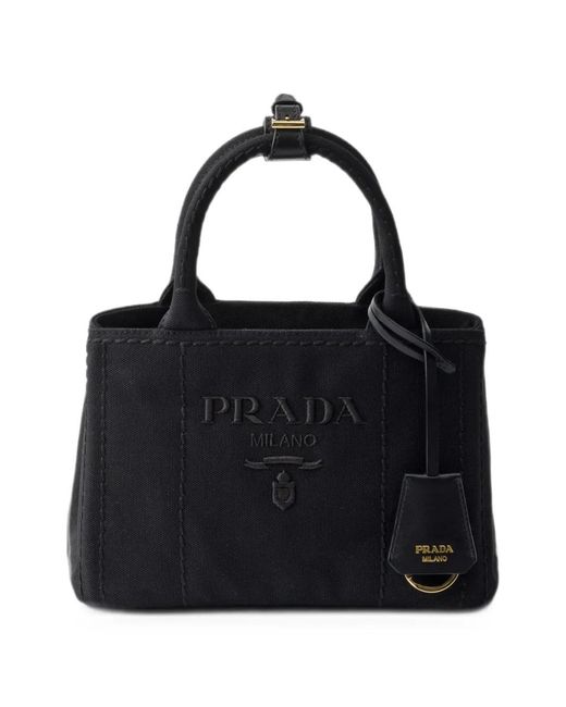 Prada Black Jardinière Cotton Canvas Mini-Bag