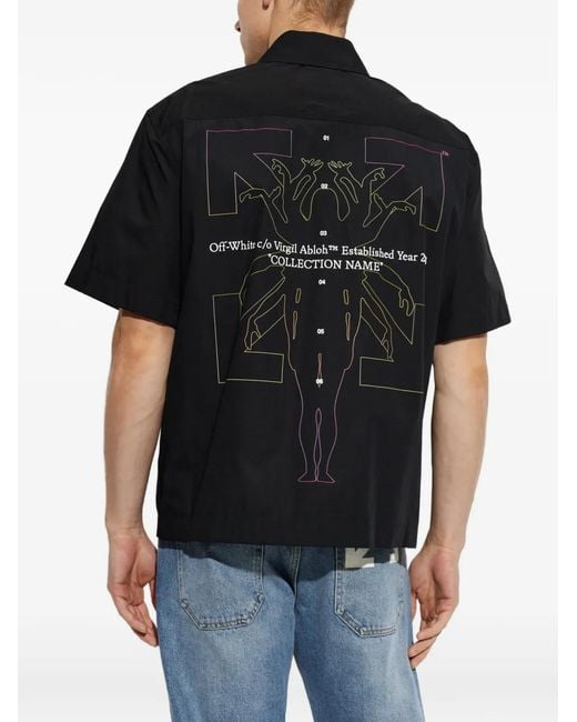 Off-White c/o Virgil Abloh Black Logo-Print Short-Sleeve Shirt for men