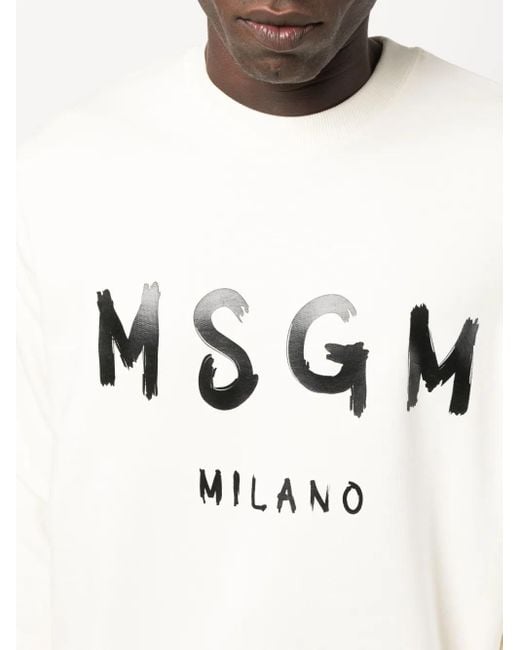 MSGM White Logo-Print Sweater for men
