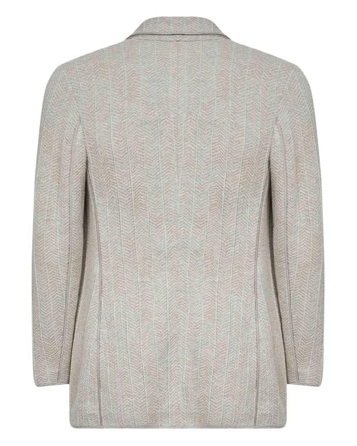 Giorgio Armani Gray Chevron-Pattern Double-Breasted Blazer