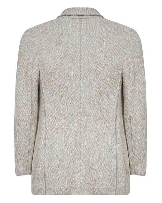 Giorgio Armani Gray Chevron-Pattern Double-Breasted Blazer