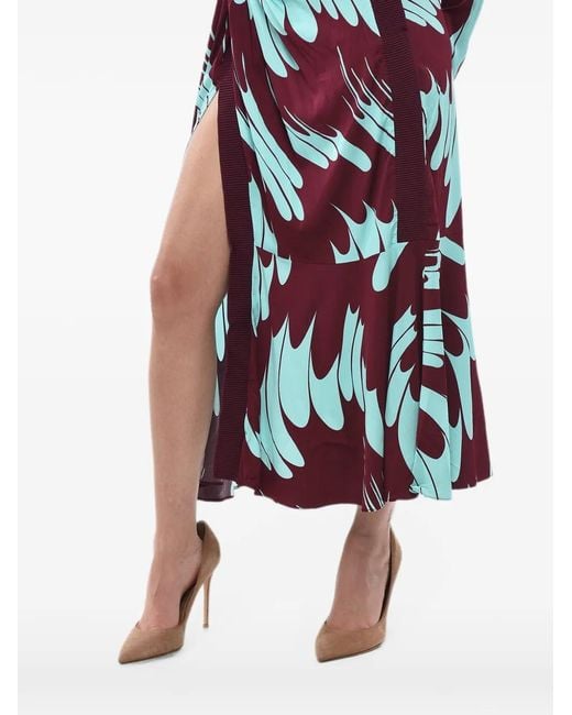 Stella McCartney Blue Printed Cut-Out Dress