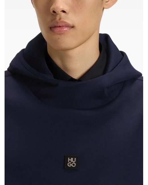 HUGO Blue Logo-patch Hoodie for men