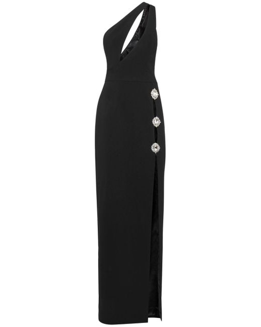 Philipp Plein Black Brooch-embellished Cady Maxi Dress