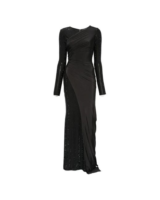 Miron Black Crystal-Embellished Draped Dress