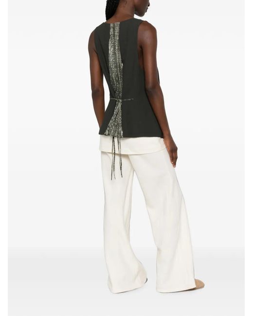 Ziggy Chen Black Patterned-Panel Vest