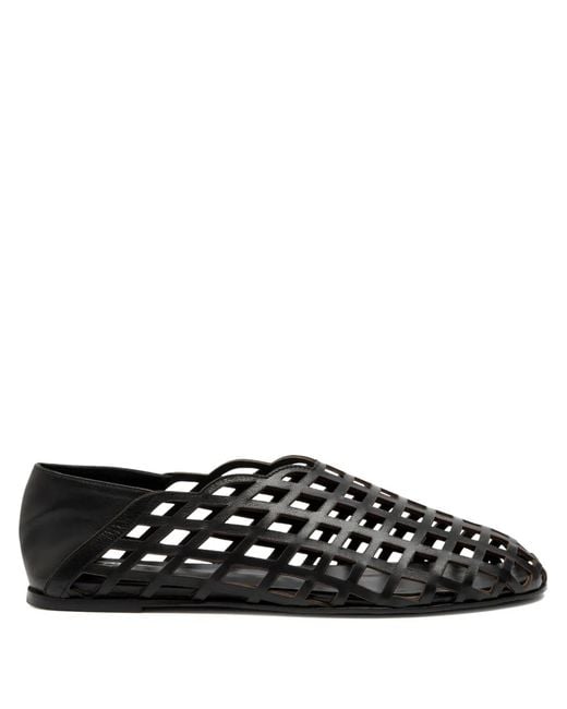Gia Borghini Black Peek-A-Boo Round-Toe Ballet Flats