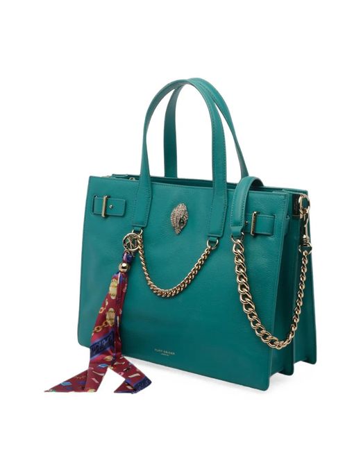 Kurt Geiger Green Scarf-Detail Eagle-Plaque Tote Bag