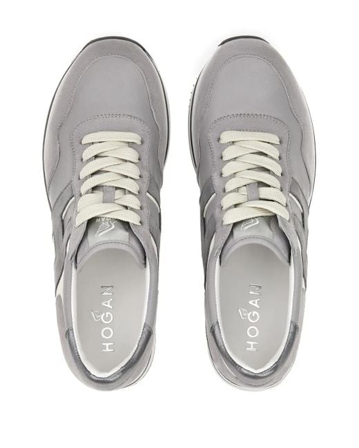 Hogan Gray H483 Midi Platform Lace-Up Sneakers