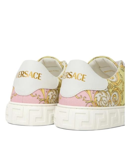 Versace Yellow Greca Printed Canvas Sneakers