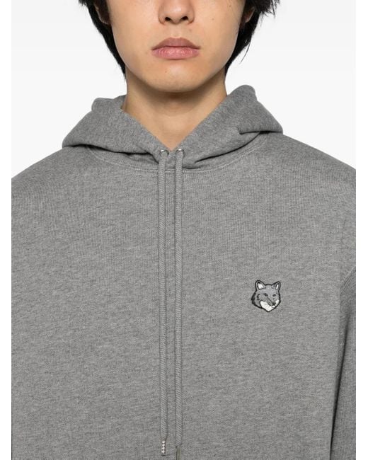 Maison Kitsuné Gray Fox-head Patch Hoodie for men