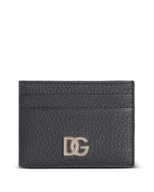 Dolce & Gabbana Gray Calfskin Card Holder With Logo for men