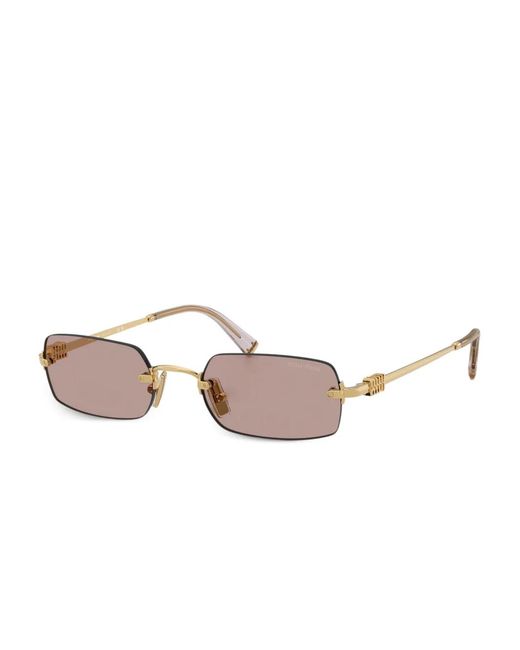 Miu Miu Pink Logo-Plaque Rectangle-Frame Sunglasses