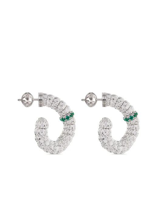 Officina Bernardi White 18Kt Enigma Emerald Hoop Earrings