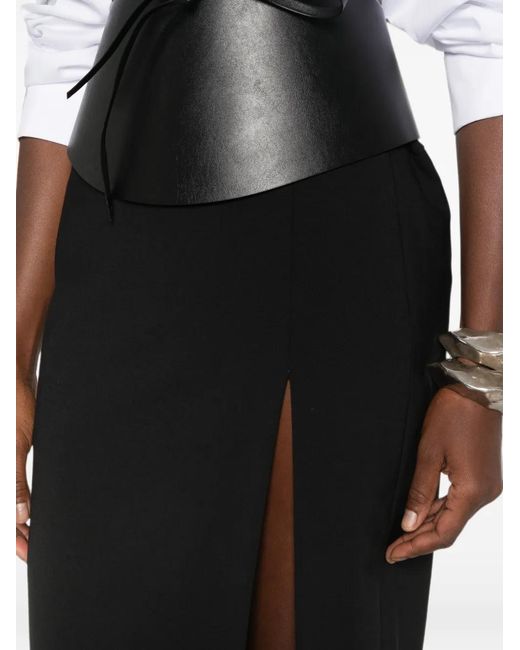 Dondup Black Side-Slit Midi Skirt