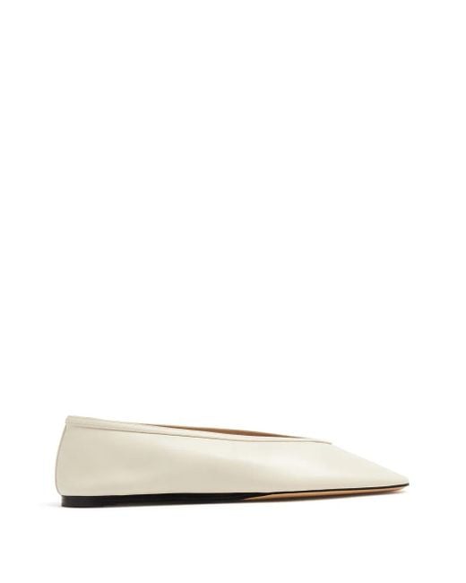 Le Monde Beryl White Luna Leather Ballerina Shoes