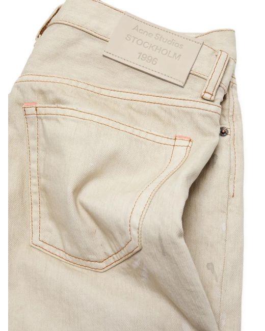 Acne Natural Paint-Splatter Denim Shorts for men