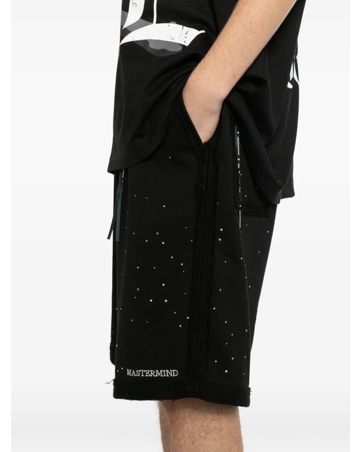 MASTERMIND WORLD Black Crystal-Embellished Shorts for men