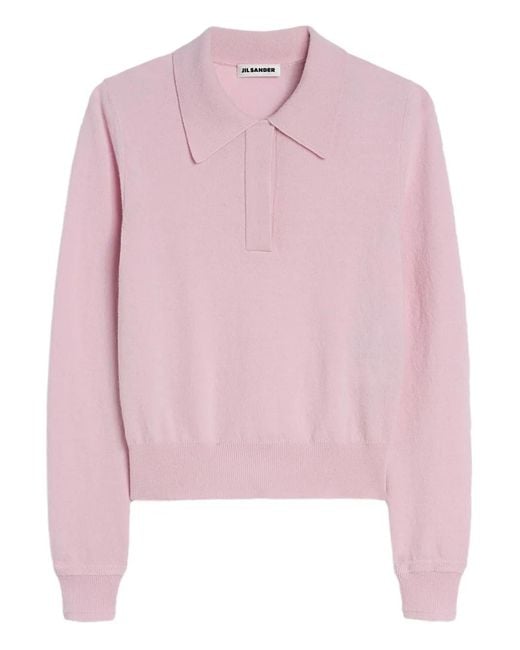Jil Sander Pink Wool Polo Sweater