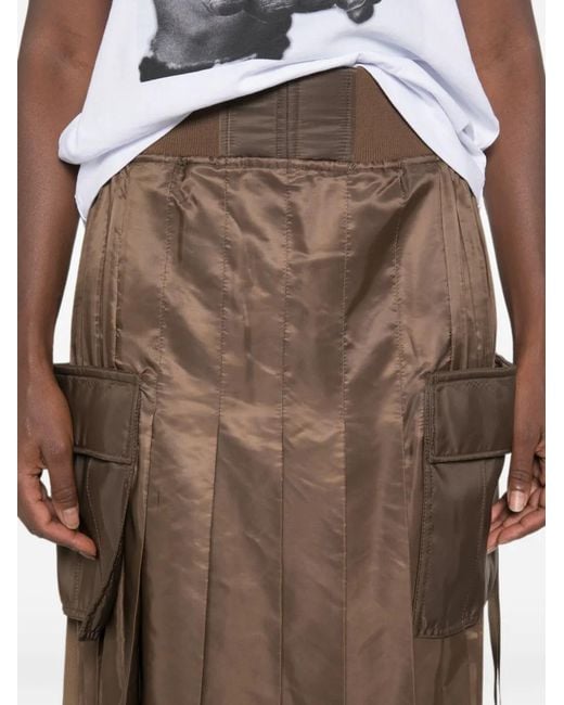 Sacai Brown Pleated Midi Skirt