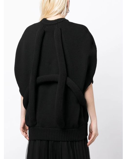 Comme des Garçons Black Appliqué-Detail Chunky-Knit Jumper