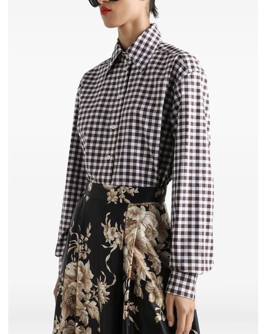 Dolce & Gabbana White Gingham-Check Shirt