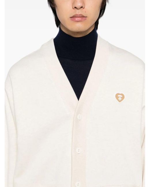 Aape By A Bathing Ape Button-Up Sweater Met Logo-Applicatie in het White voor heren