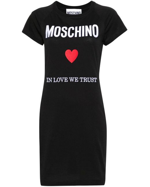 Moschino T-shirtjurk Met Geborduurd Logo in het Black