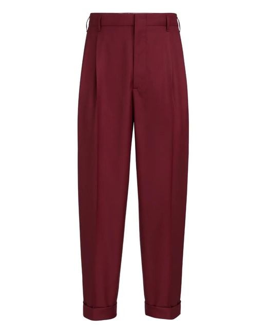 Brunello Cucinelli Red Virgin Wool Trousers for men