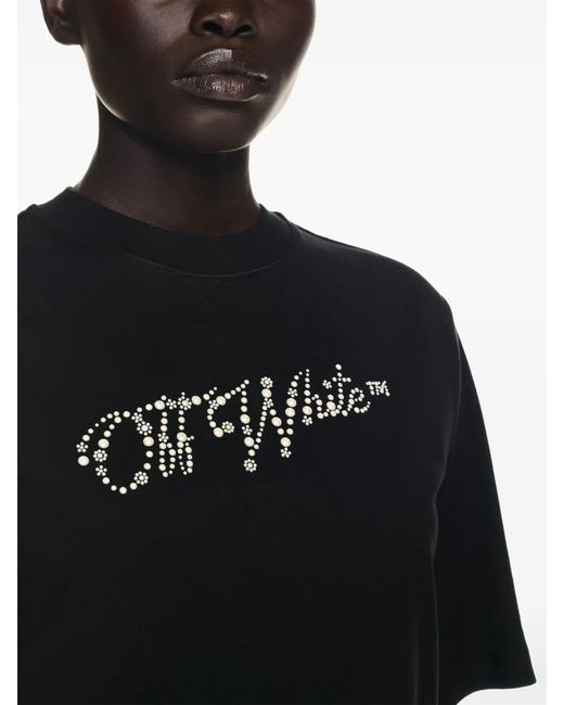 Off-White c/o Virgil Abloh Black Logo-Embellished T-Shirt