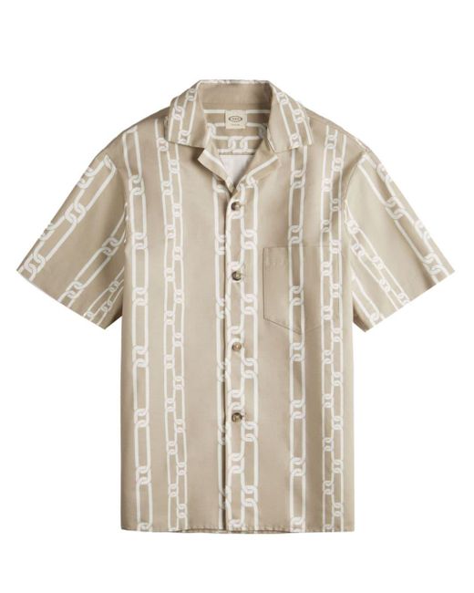 Tod's White Chain-print Cotton Shirt