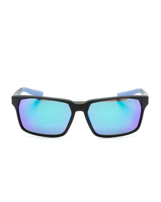 Nike Blue Maverick Rge Rectangle-Frame Sunglasses