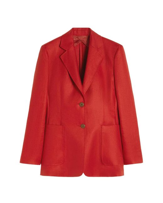 Max Mara Red Single-Breasyed Blazer