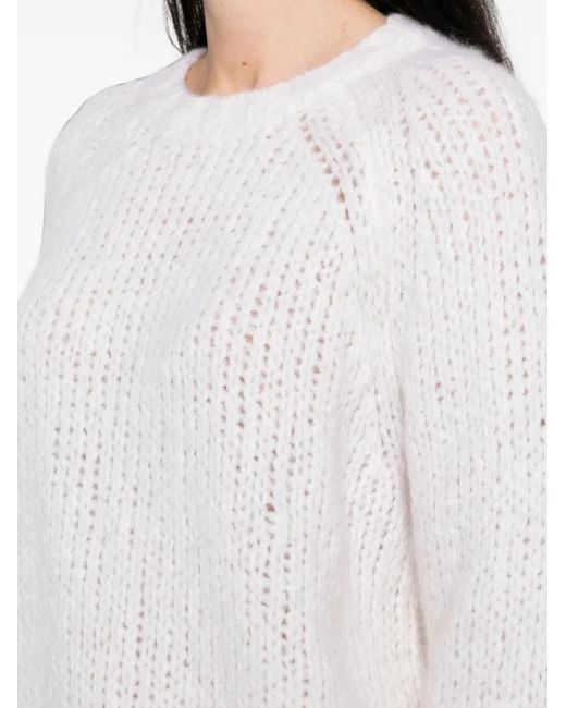 EMERSON RENALDI White Open-Knit Raglan-Sleeve Sweater