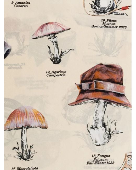 Moschino Natural Mushroom-Print Silk Scarf