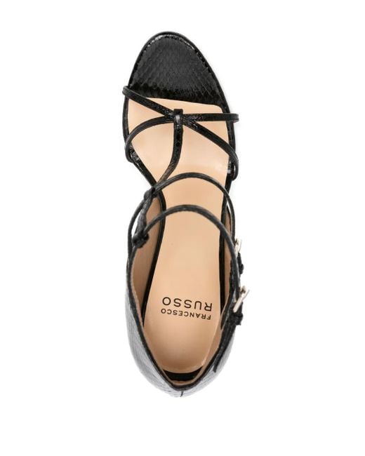 Francesco Russo Black 105Mm Snakeskin-Effect Sandals